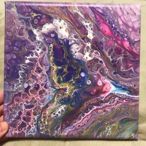 “Groovy Hearts” 8x8 Acrylic Pour Painting